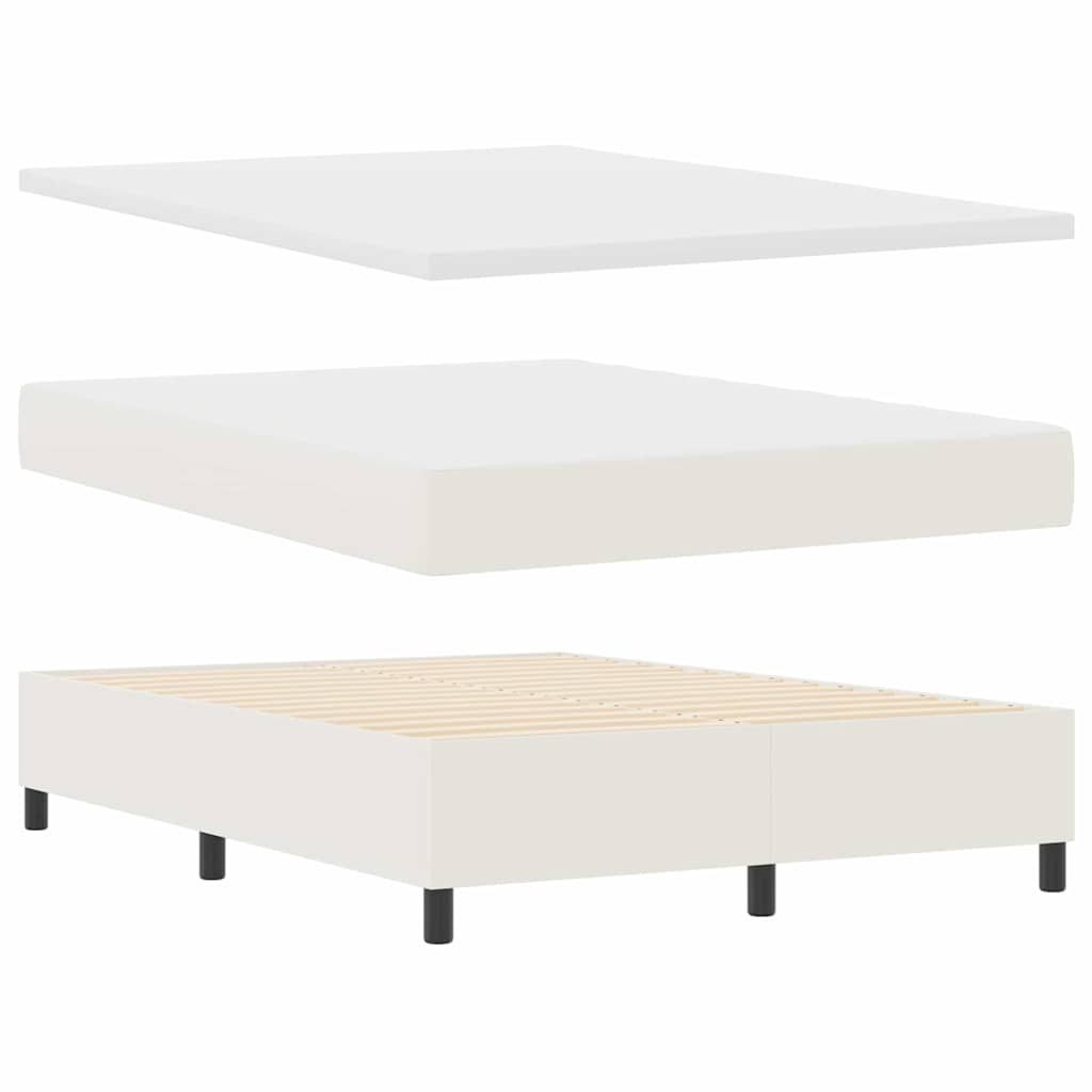 LED Box Spring Bed Creme og hvid 140 x 190 cm Velourstof