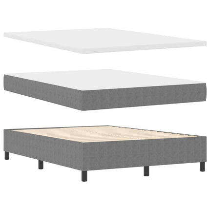 LED Box Spring Bed Lys Grå og Hvid 140 x 200 cm Velourstof