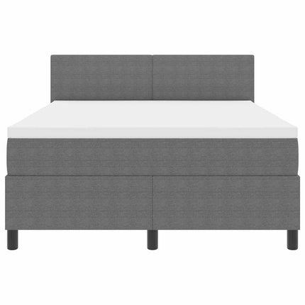 LED Box Spring Bed Lys Grå og Hvid 140 x 200 cm Velourstof