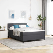 LED Box Spring Bed Mørkegrå og Hvid 160 x 200 cm Velourstof