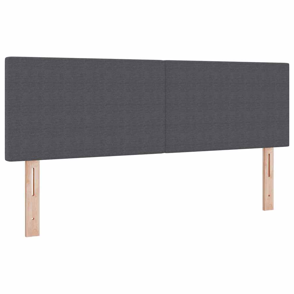 LED Box Spring Bed Mørkegrå og Hvid 160 x 200 cm Velourstof