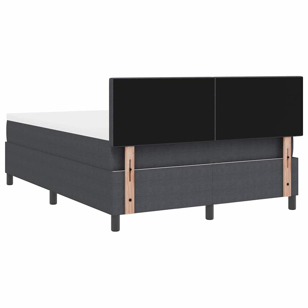 LED Box Spring Bed Mørkegrå og Hvid 160 x 200 cm Velourstof