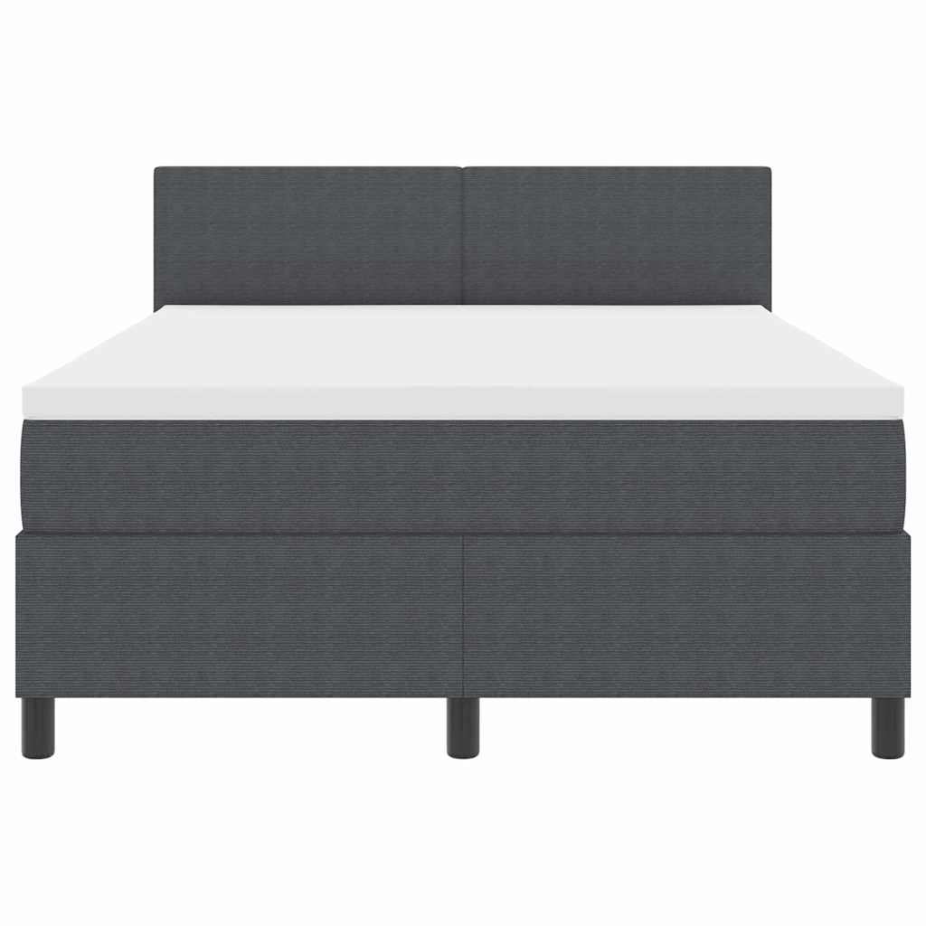 LED Box Spring Bed Mørkegrå og Hvid 160 x 200 cm Velourstof