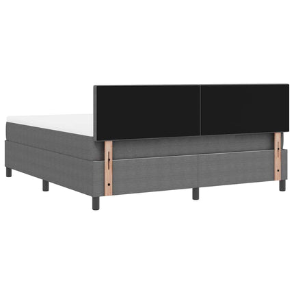 LED Box Spring Bed Lys Grå og Hvid 180 x 200 cm Velourstof