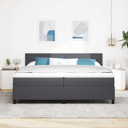 LED Box Spring Bed Mørkegrå og Hvid 200 x 200 cm Velourstof
