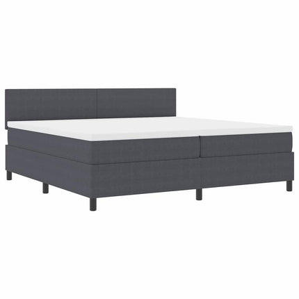 LED Box Spring Bed Mørkegrå og Hvid 200 x 200 cm Velourstof