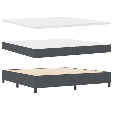 LED Box Spring Bed Mørkegrå og Hvid 200 x 200 cm Velourstof