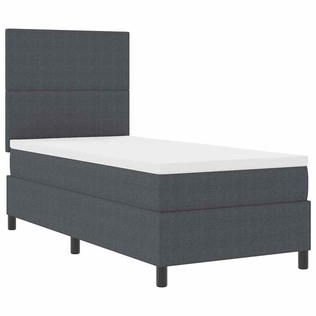 LED Box Spring Bed Mørkegrå og Hvid 80 x 200 cm Velourstof