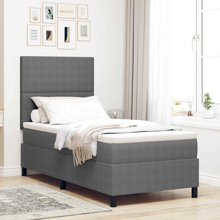 LED Box Spring Bed Lys Grå og Hvid 90 x 190 cm Velourstof
