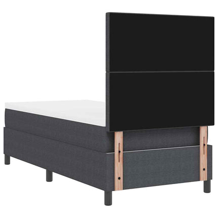 LED Box Spring Bed Mørkegrå og Hvid 90 x 190 cm Velourstof