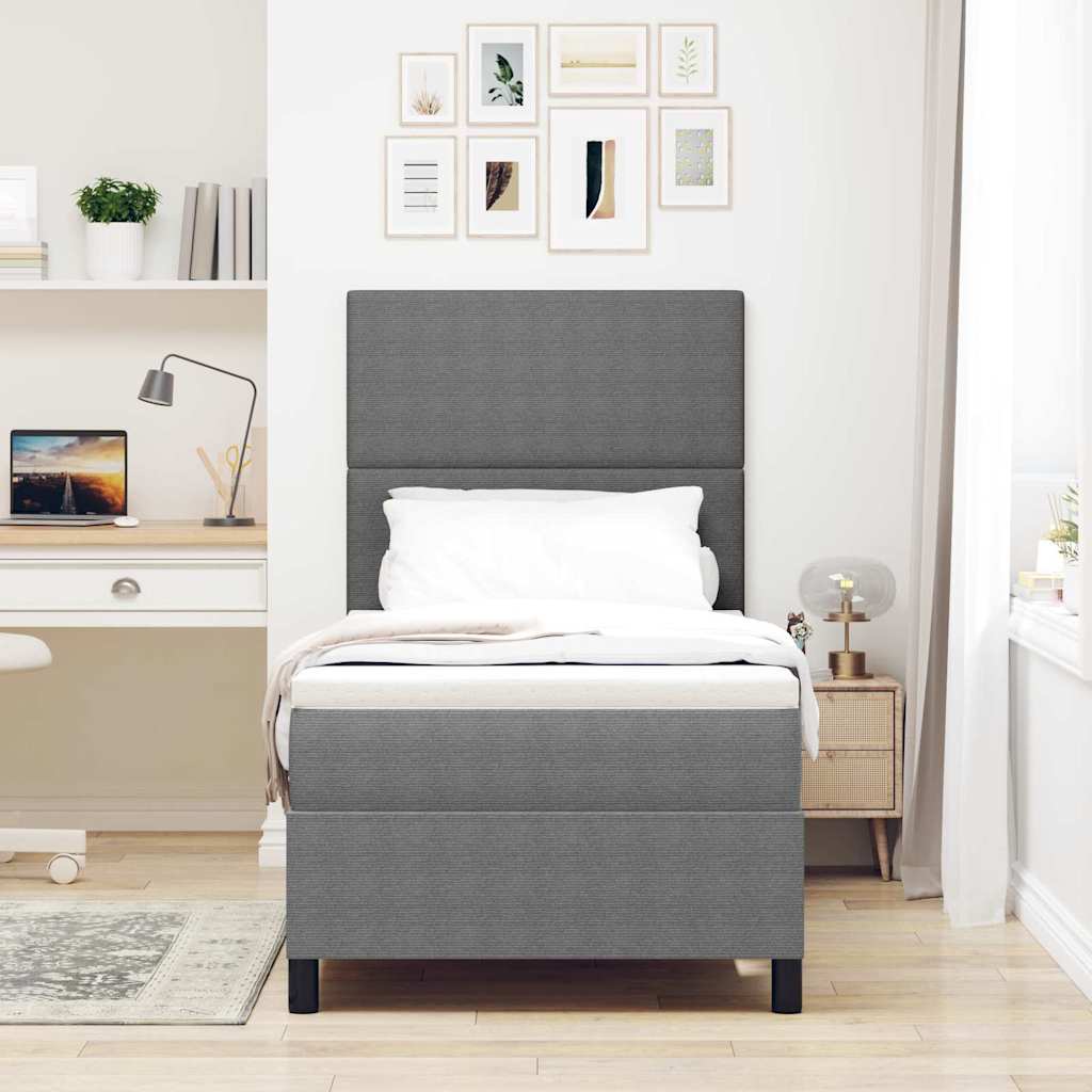 LED Box Spring Bed Lys Grå og Hvid 90 x 200 cm Velourstof