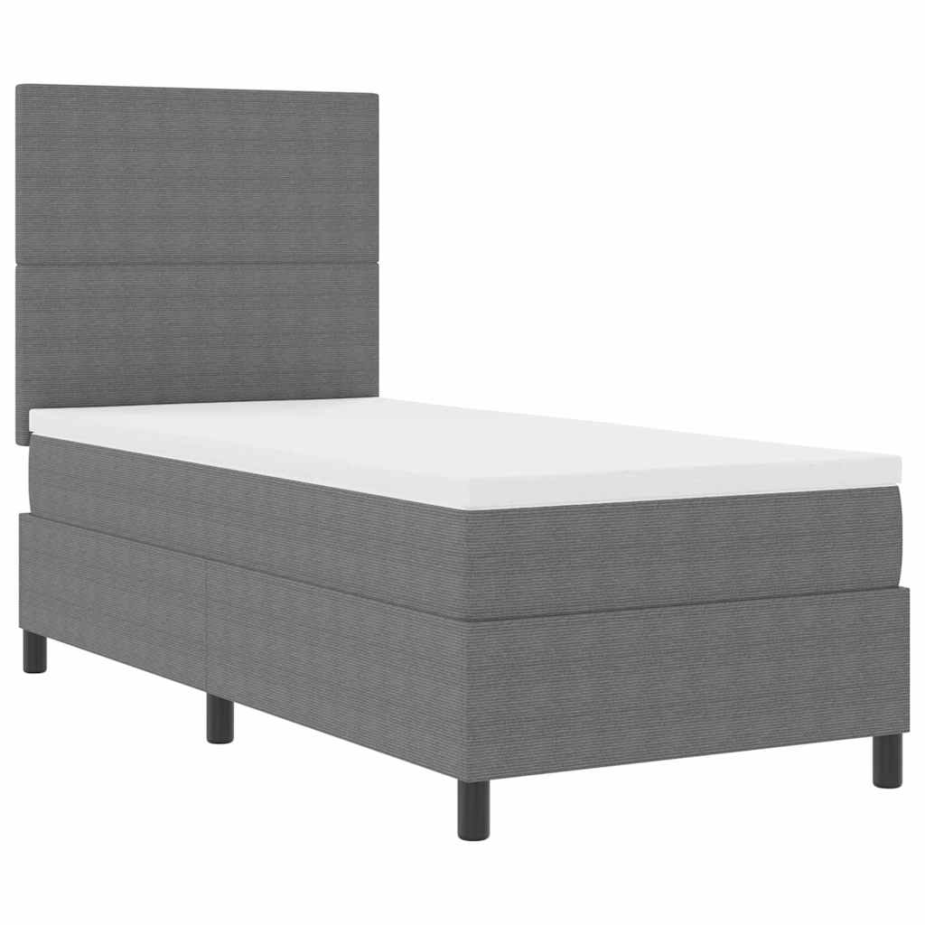 LED Box Spring Bed Lys Grå og Hvid 90 x 200 cm Velourstof
