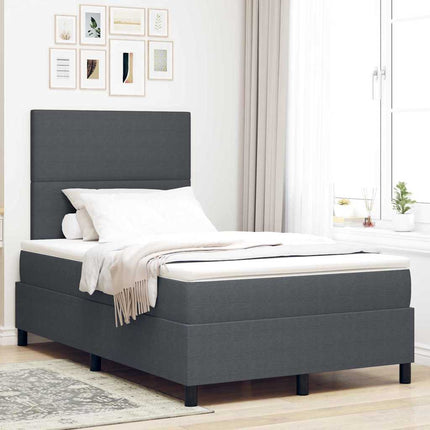LED Box Spring Bed Mørkegrå og Hvid 120 x 200 cm Velourstof