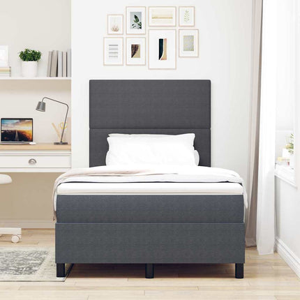 LED Box Spring Bed Mørkegrå og Hvid 120 x 200 cm Velourstof