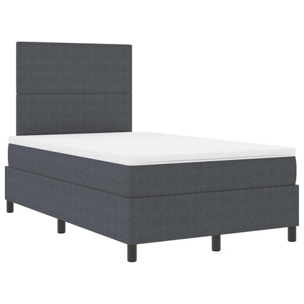 LED Box Spring Bed Mørkegrå og Hvid 120 x 200 cm Velourstof
