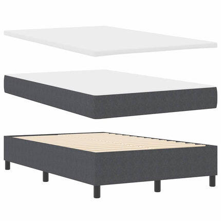 LED Box Spring Bed Mørkegrå og Hvid 120 x 200 cm Velourstof