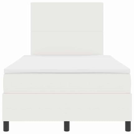 LED Box Spring Bed Creme og hvid 120 x 200 cm Velourstof