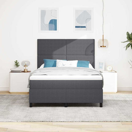 LED Box Spring Bed Mørkegrå og Hvid 140 x 190 cm Velourstof