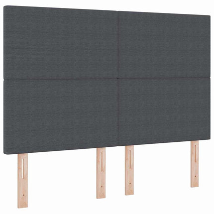 LED Box Spring Bed Mørkegrå og Hvid 140 x 190 cm Velourstof