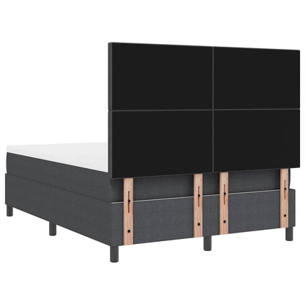 LED Box Spring Bed Mørkegrå og Hvid 140 x 190 cm Velourstof