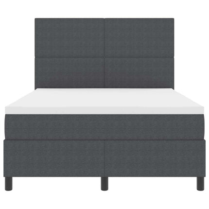 LED Box Spring Bed Mørkegrå og Hvid 140 x 190 cm Velourstof