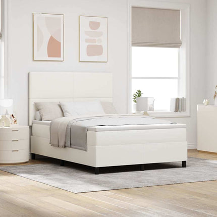 LED Box Spring Bed Creme og hvid 160 x 200 cm Velourstof