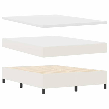 LED Box Spring Bed Creme og hvid 160 x 200 cm Velourstof