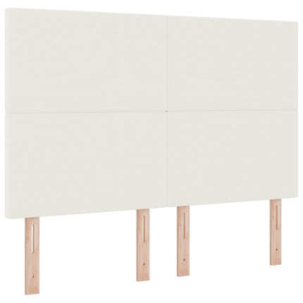 LED Box Spring Bed Creme og hvid 160 x 200 cm Velourstof