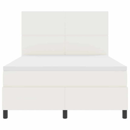 LED Box Spring Bed Creme og hvid 160 x 200 cm Velourstof