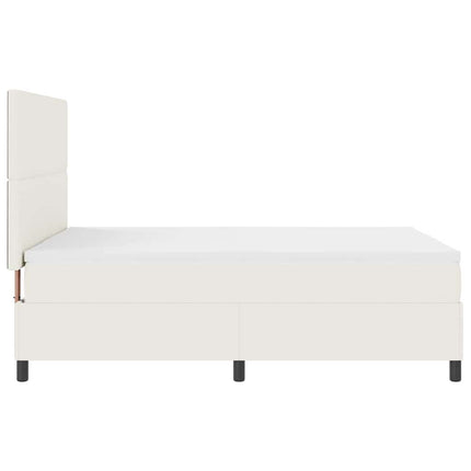 LED Box Spring Bed Creme og hvid 160 x 200 cm Velourstof