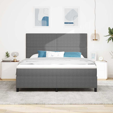 LED Box Spring Bed Lys Grå og Hvid 180 x 200 cm Velourstof