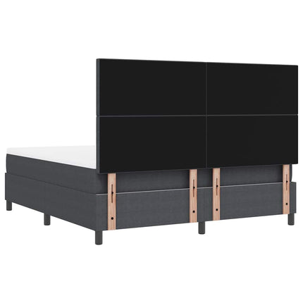 LED Box Spring Bed Mørkegrå og Hvid 180 x 200 cm Velourstof