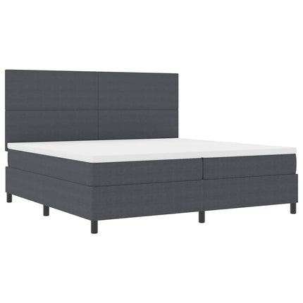 LED Box Spring Bed Mørkegrå og Hvid 200 x 200 cm Velourstof