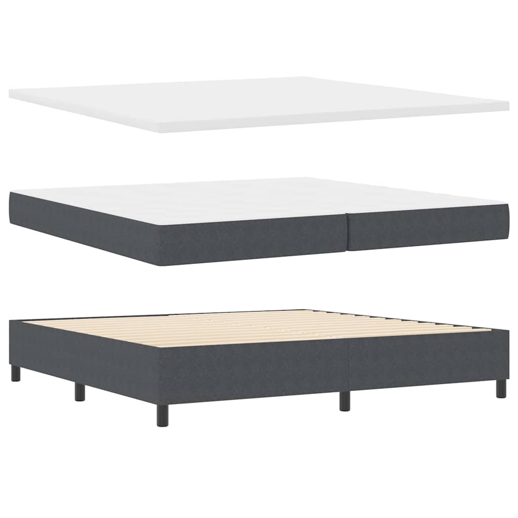 LED Box Spring Bed Mørkegrå og Hvid 200 x 200 cm Velourstof