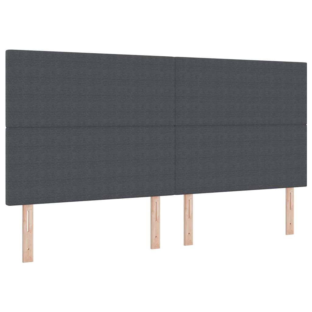 LED Box Spring Bed Mørkegrå og Hvid 200 x 200 cm Velourstof