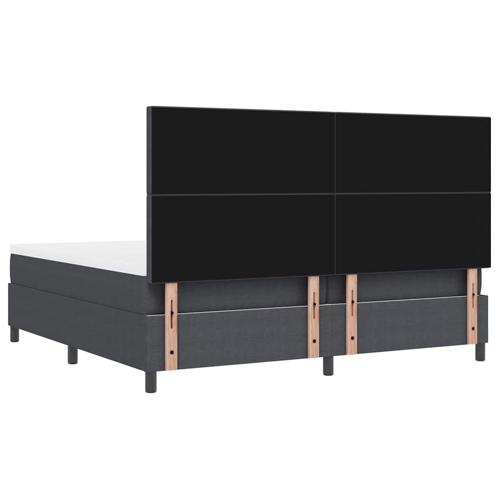 LED Box Spring Bed Mørkegrå og Hvid 200 x 200 cm Velourstof
