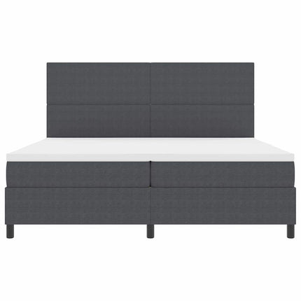 LED Box Spring Bed Mørkegrå og Hvid 200 x 200 cm Velourstof