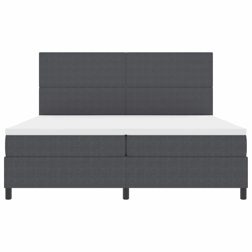 LED Box Spring Bed Mørkegrå og Hvid 200 x 200 cm Velourstof