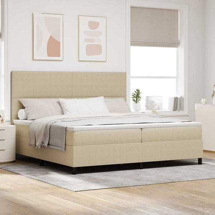LED Box Spring Bed Lys Grå og Hvid 200 x 200 cm Velourstof