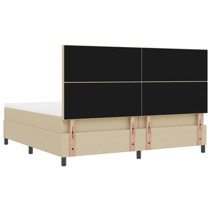 LED Box Spring Bed Lys Grå og Hvid 200 x 200 cm Velourstof
