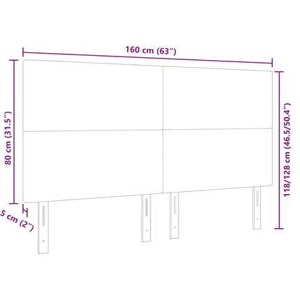 Hovedgærde Mørkegrå 160 cm Velourstof