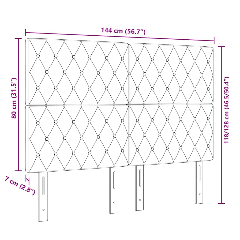 Hovedgærde Mørkegrå 144 cm Fløjl