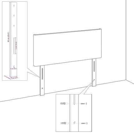 Hovedgærde Lysegrå 144 cm Fløjl