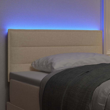 LED sengegavl med LED-lysstrimler Creme 90 cm Stof