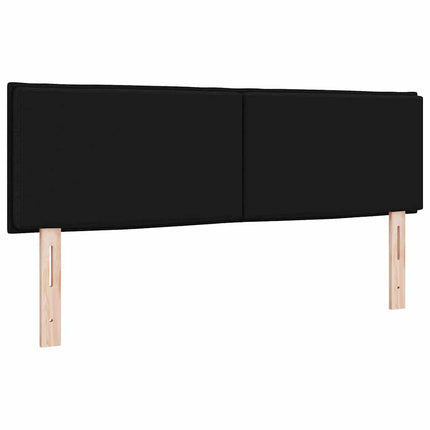 LED sengegavl med LED-lysstrimler Sort 144 cm Stof