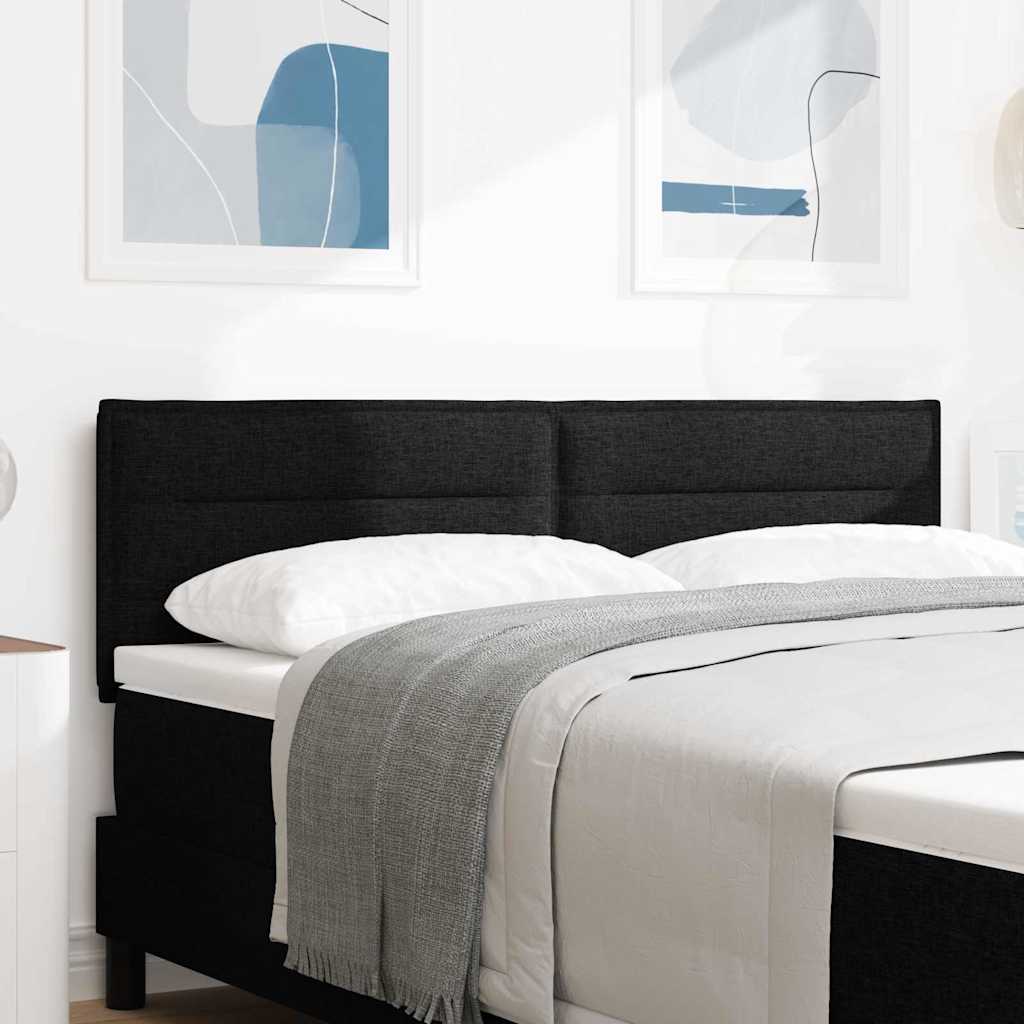 LED sengegavl med LED-lysstrimler Sort 160 cm Stof