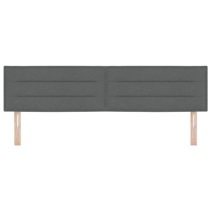 LED sengegavl med LED-lysstrimler Mørkegrå 180 cm Stof