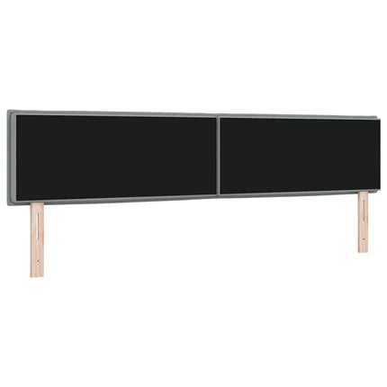 LED sengegavl med LED-lysstrimler Lysegrå 200 cm Stof