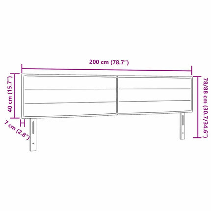 LED sengegavl med LED-lysstrimler Blå 200 cm Stof