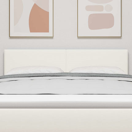 LED sengegavl med LED-lysstrimler Creme 144 cm Velourstof